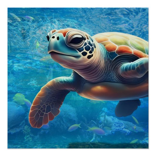 ウミガメによるマインドフルネスと海岸穏やかさ ポスター (正面)