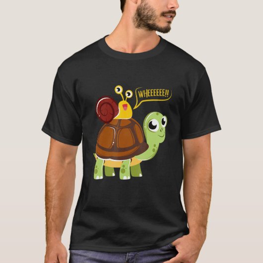 ウミガメに乗る超音速動物愛好家 Tシャツ (正面)