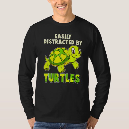ウミガメに簡単に気を取られる海ウミガメ Tシャツ (正面)