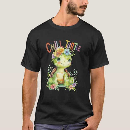ウミガメのかわいいウミガメの保護された男の子の子 Tシャツ (正面)