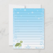 ウミガメのかわいい平らな静止カード サンキューカード (裏面)