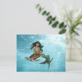 ウミガメのはがき付き人魚 ポストカード (スタンド正面)
