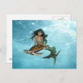 ウミガメのはがき付き人魚 ポストカード (正面/裏面)