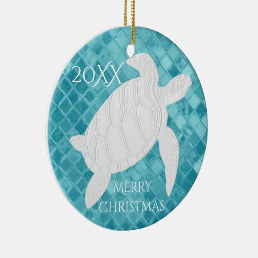 ウミガメのアクアシーガラスのパーソナライズ セラミックオーナメント (右)