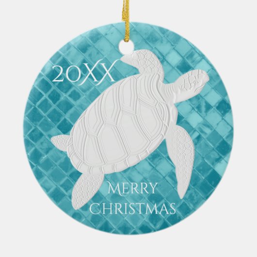 ウミガメのアクアシーガラスのパーソナライズ セラミックオーナメント (裏面)