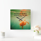 ウミガメのアクリルウォールクロック スクエア壁時計 (ホーム)