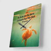 ウミガメのアクリルウォールクロック スクエア壁時計 (傾斜)