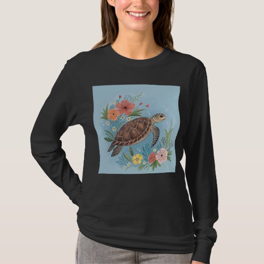 ウミガメのイラスト Tシャツ (正面)