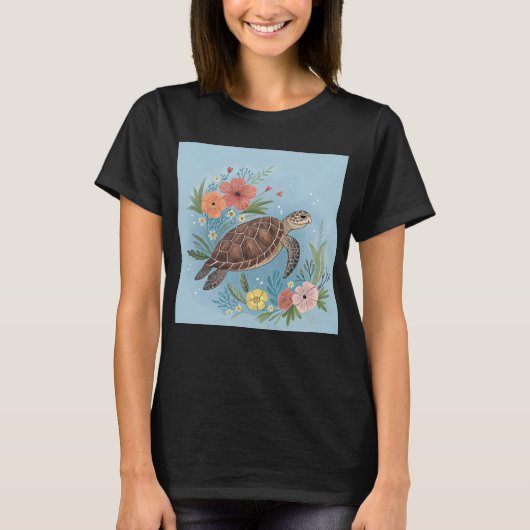 ウミガメのイラスト Tシャツ (正面)