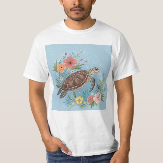 ウミガメのイラスト Tシャツ (正面)