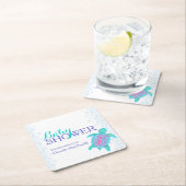 ウミガメのウイスキー色のベビーシャワーコースター スクエアペーパーコースター (インサイチュ)