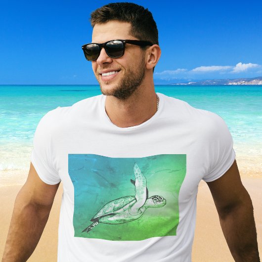 ウミガメのオリジナルアート Tシャツ