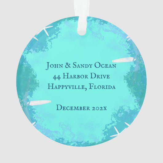 ウミガメのカップルの最初の結婚したクリスマス オーナメント (裏面)