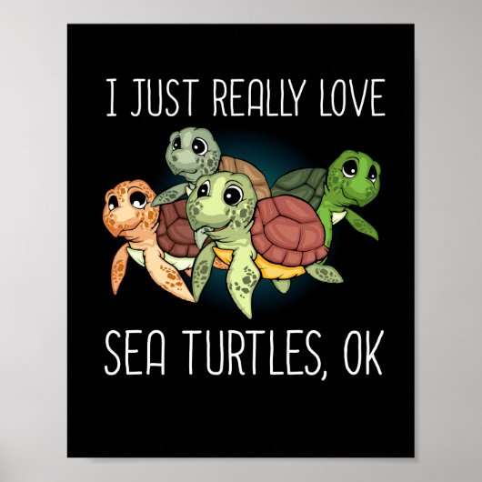 ウミガメのギフトキッズ女性の水中ウミガメ ポスター (正面)