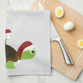 ウミガメのクリスマスカタツムリ キッチンタオル (四つ折り)