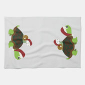 ウミガメのクリスマスカタツムリ キッチンタオル (横)