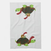 ウミガメのクリスマスカタツムリ キッチンタオル (縦)