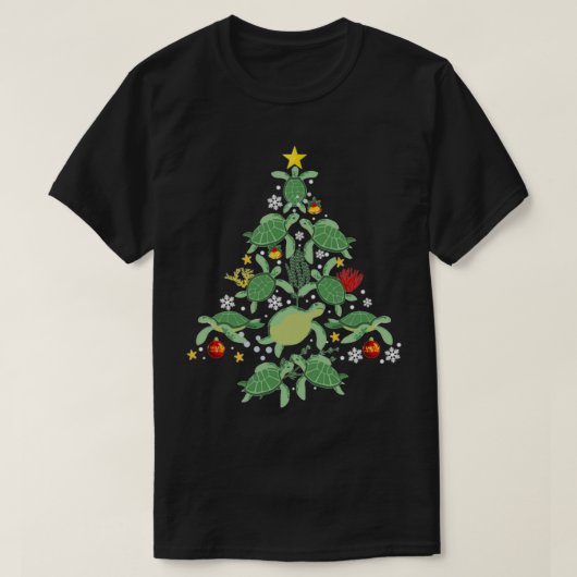 ウミガメのクリスマスツおもしろいリー Tシャツ (デザイン正面)