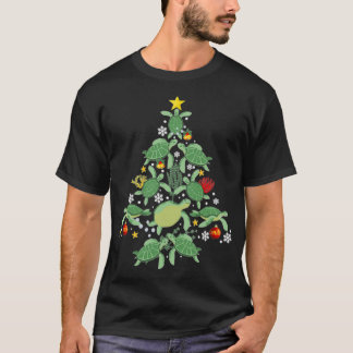 ウミガメのクリスマスツおもしろいリー Tシャツ