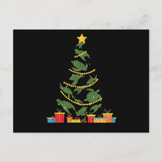 ウミガメのクリスマスツリー動物クリスマスPJ ポストカード (正面)