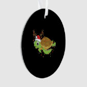ウミガメのクリスマスライトサンタおもしろいハットメリー オーナメント (正面)