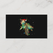 ウミガメのクリスマスライトサンタおもしろいハットメリー 名刺 (正面)