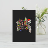 ウミガメのクリスマスライトサンタおもしろいハットメリー 招待状 (スタンド正面)