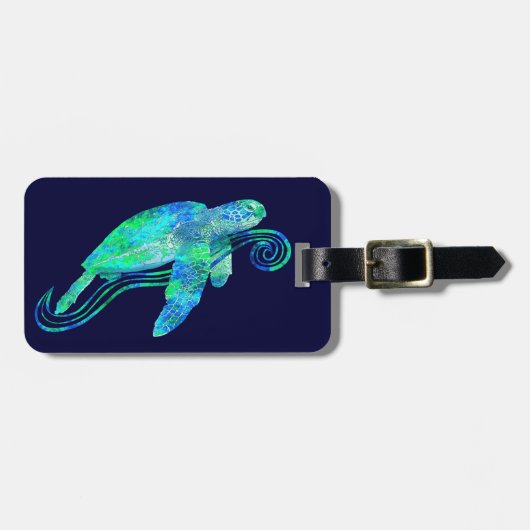 ウミガメのグラフィック ラゲッジタグ (正面横)