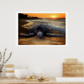 ウミガメのサンセットポスター ポスター (キッチン)