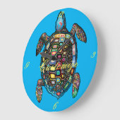 ウミガメのサンダー_コーブ ラージ壁時計 (傾斜)
