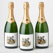 ウミガメのシャツアニマルズオータムカボチャ スパークリングワインラベル (ボトル)