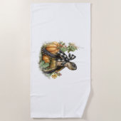 ウミガメのシャツアニマルズオータムカボチャ ビーチタオル (正面)