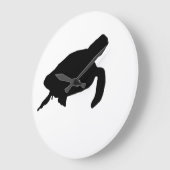 ウミガメのシルエット ラージ壁時計 (傾斜)