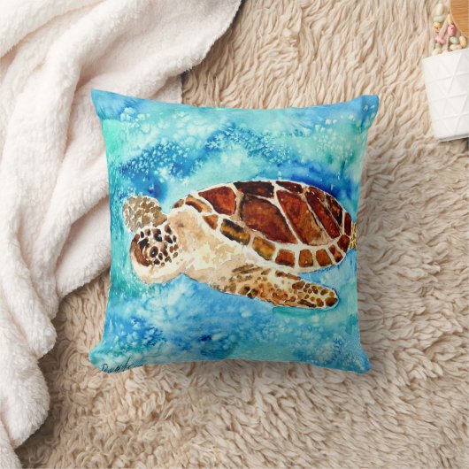 ウミガメのシーライフの海洋のベビーのカメは芸術を置きます クッション (ブランケット)