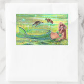 ウミガメのステッカー付きウミガメ 長方形シール (バッグ)
