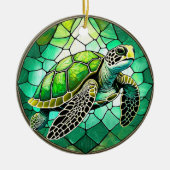ウミガメのセラミック装飾ステンドグラスの外観 セラミックオーナメント (正面)