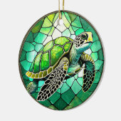 ウミガメのセラミック装飾ステンドグラスの外観 セラミックオーナメント (左)