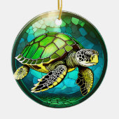 ウミガメのセラミック装飾ステンドグラスの外観 セラミックオーナメント (正面)