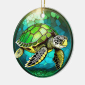ウミガメのセラミック装飾ステンドグラスの外観 セラミックオーナメント (左)