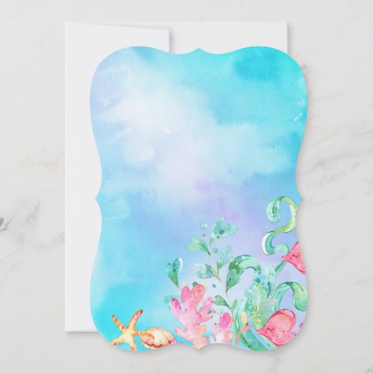 ウミガメのタコのタツノオトシゴの誕生日の下 招待状 (裏面)