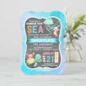 ウミガメのタコのタツノオトシゴの誕生日の下 招待状 (スタンド正面)