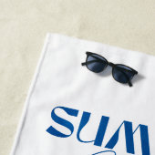 ウミガメのダークブルーの水色パーソナライズされた ビーチタオル (インサイチュ)