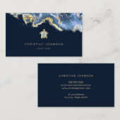 ウミガメのダークブルー背景名刺 名刺 (正面/裏面)