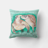 ウミガメのティール（緑がかった色） クッション (裏面)