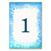 ウミガメのテーブルカード – 青い緑の水色 テーブルナンバー (正面)