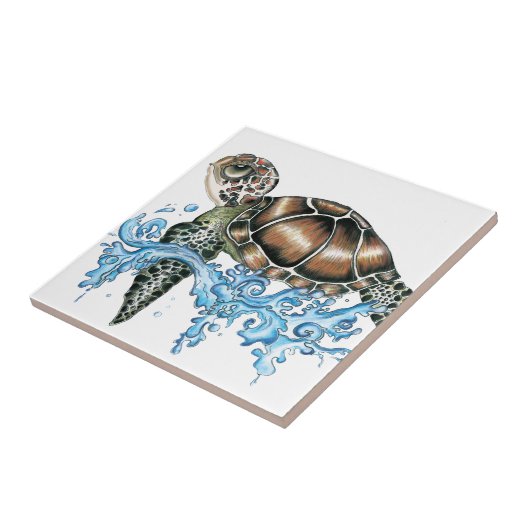 ウミガメのデザイン タイル (側面)