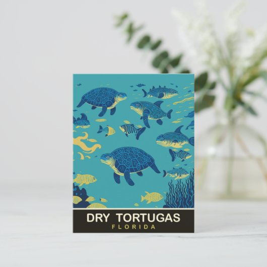 ウミガメのドライトルトゥガスFL、旅行 ポストカード (スタンド正面)