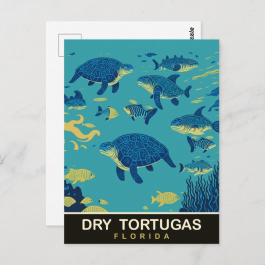 ウミガメのドライトルトゥガスFL、旅行 ポストカード (正面/裏面)