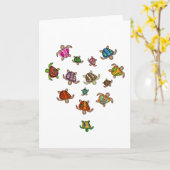 ウミガメのハート カード (黄色い花)