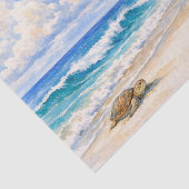 ウミガメのビーチ水彩画 薄葉紙 (詳細)